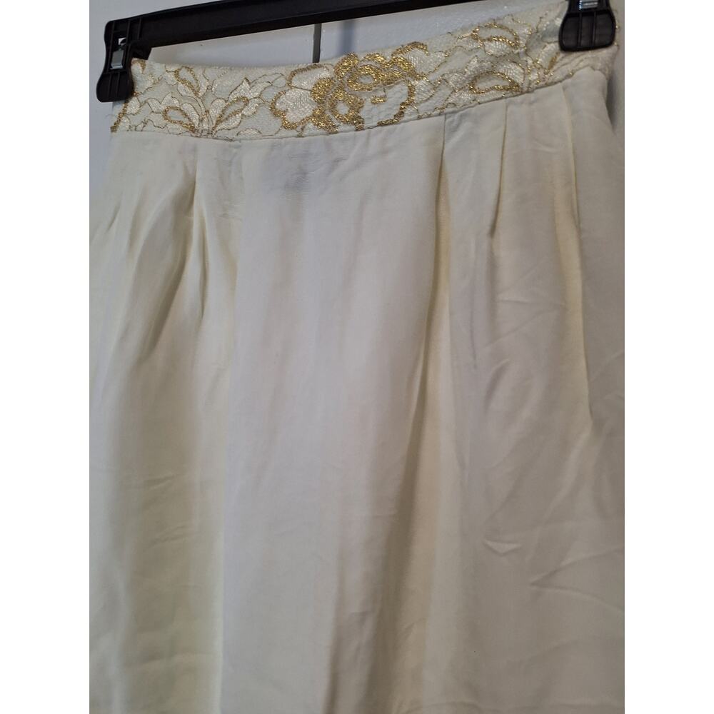 Addiction Vintage White Cream Gold Skirt Size 3 - Picture 3 of 7